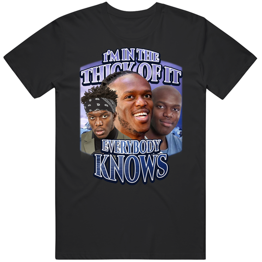 T-shirt with I'm in the thick of it KSI song meme design