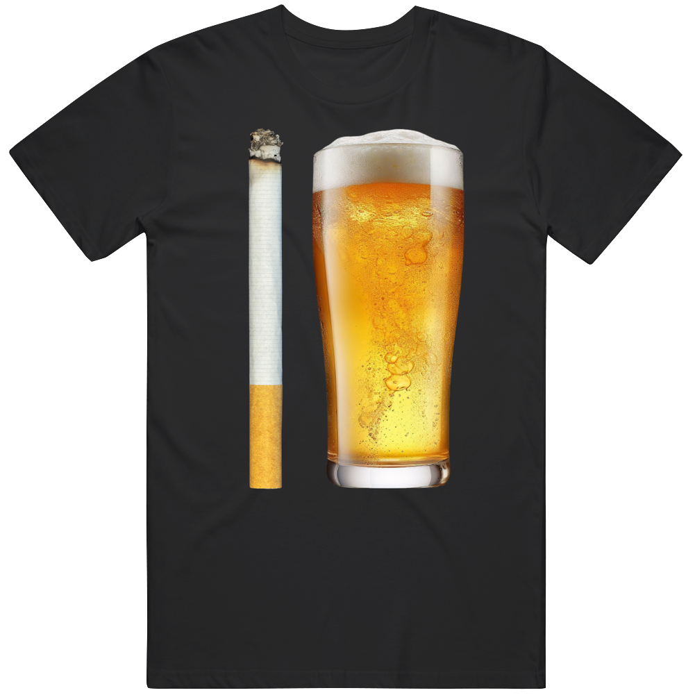 T-shirt with beer and cigarette funny meme design