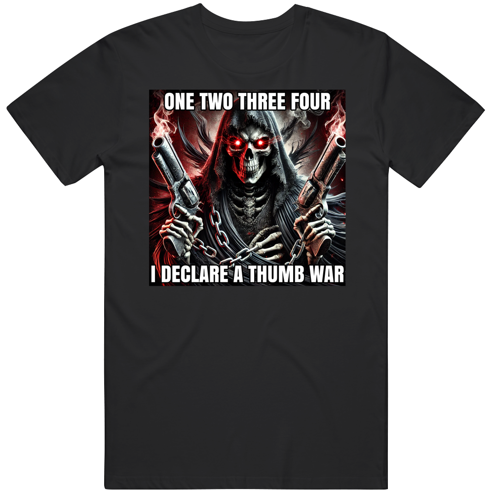 T-shirt with gangster skeleton I declare a thumb war funny design