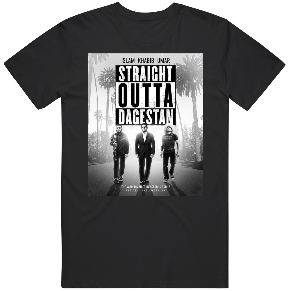 T-shirt with straight outta Dagestan MMA fighter fan design