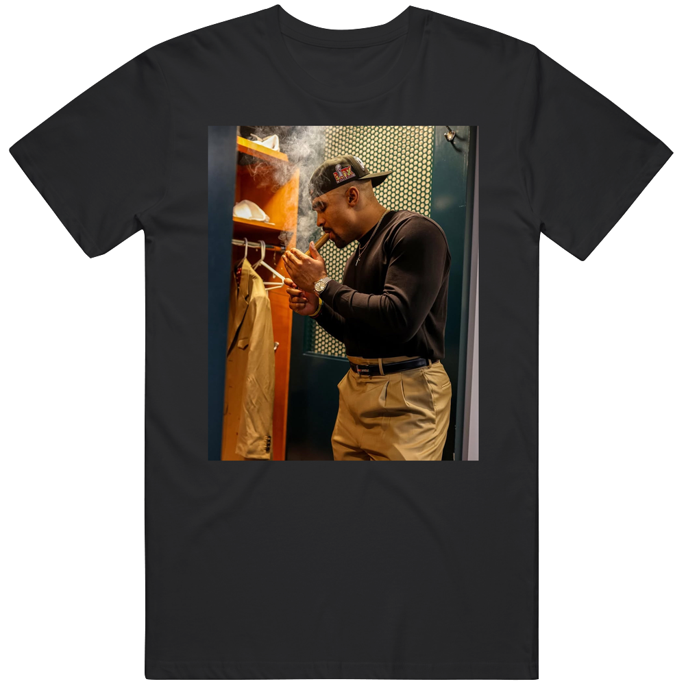 T-shirt with Jalen Hurts smoking a victory cigar Philadelphia football design