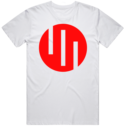 T-shirt with Viltrum Empire red logo parody design