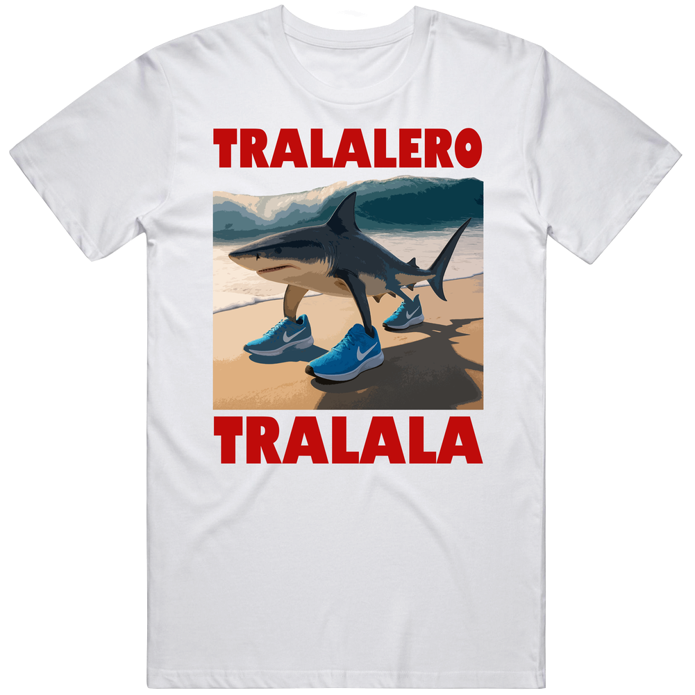 T-shirt with Tralalero Tralala movie poster parody meme design