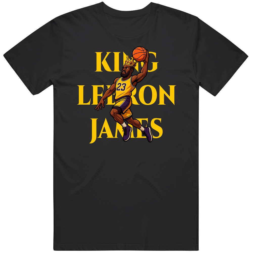 T-shirt with King James cartoon basketball player fan design