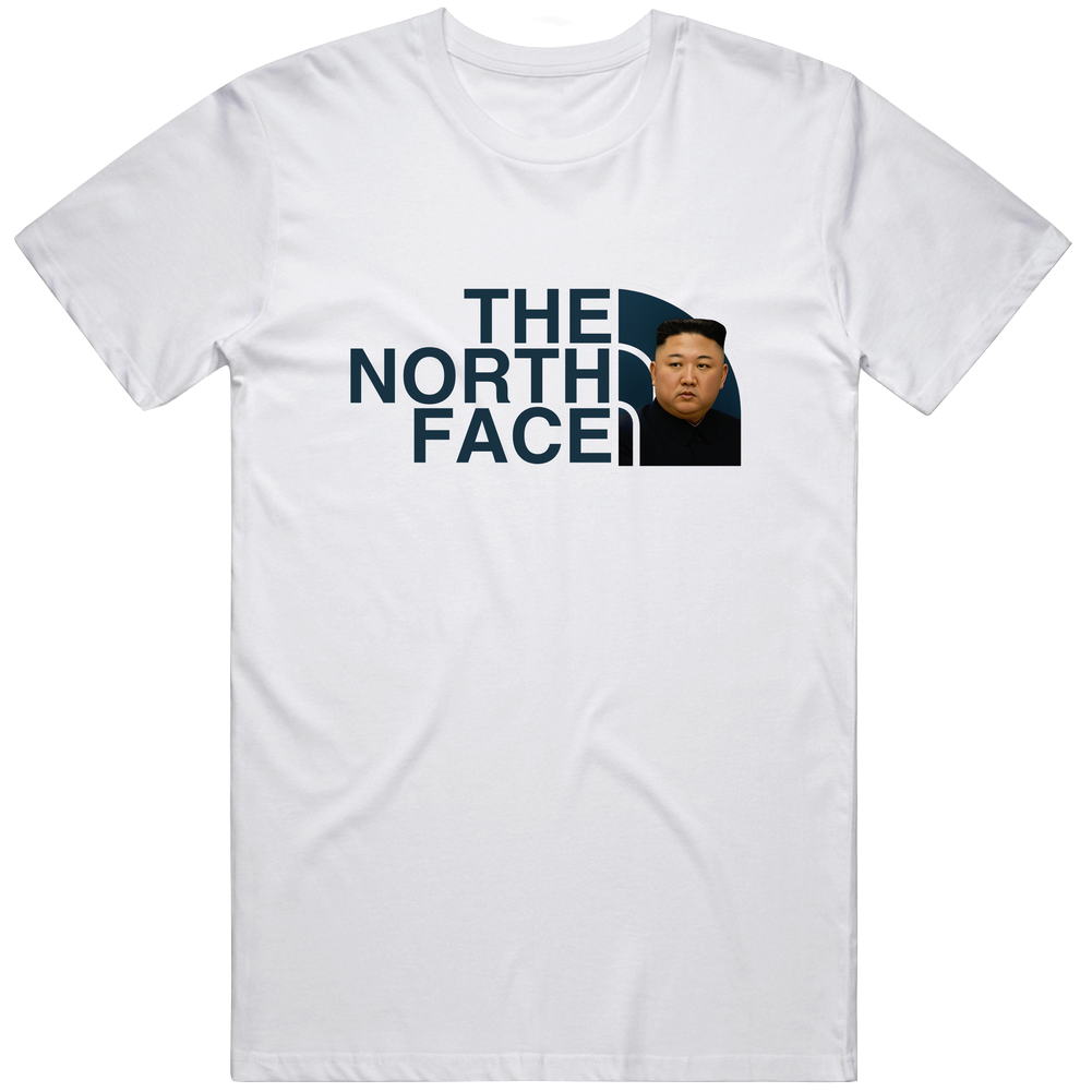 T-shirt with Kim Jong Un outdoor brand logo parody meme design