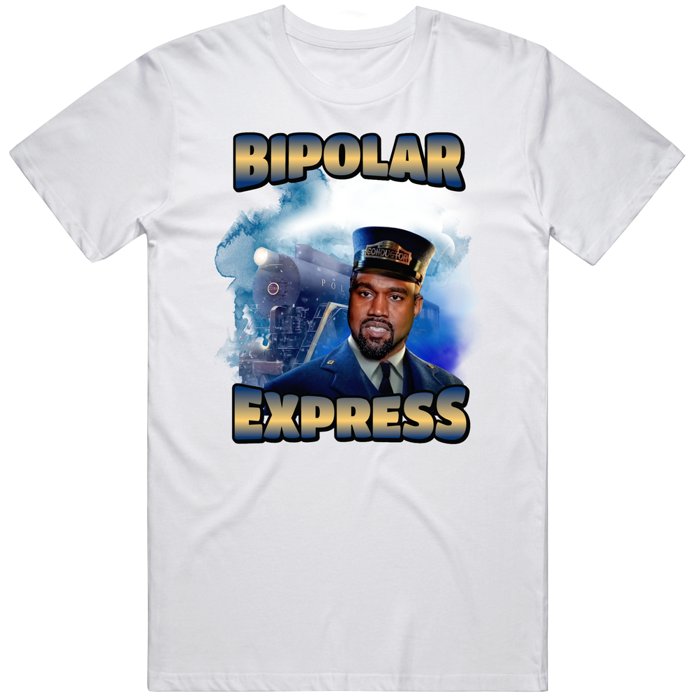 T-shirt with Bipolar Express movie poster parody meme design