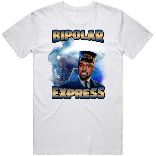 T-shirt with Bipolar Express movie poster parody meme design