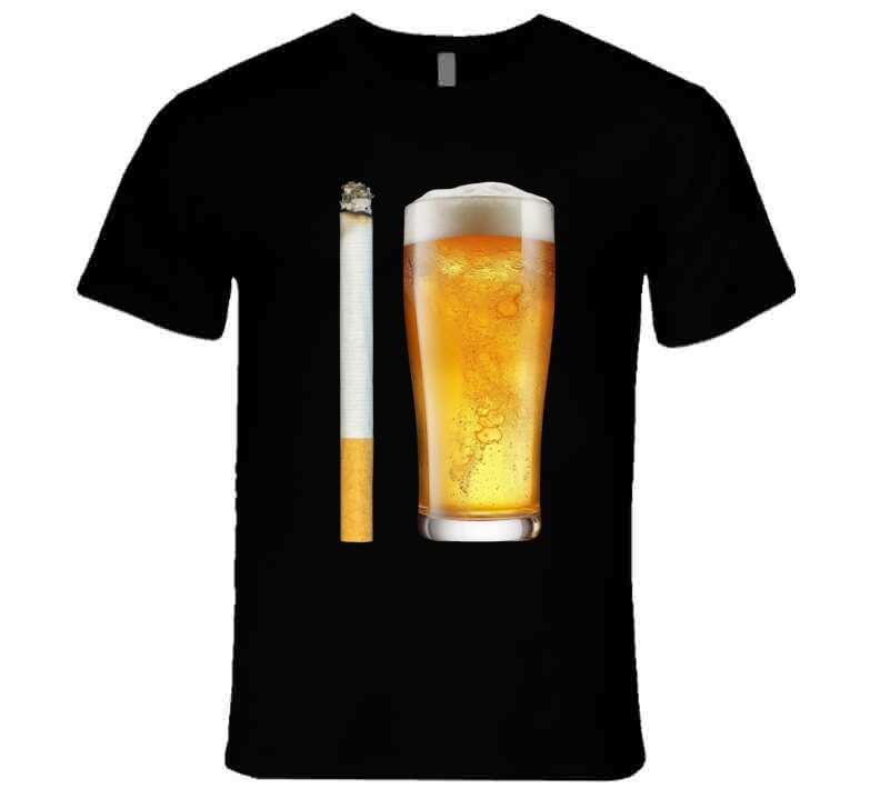 Beer And Cigarette Funny Meme T-Shirt