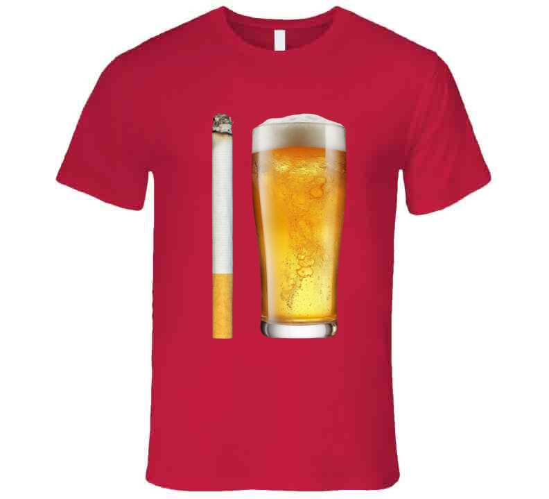 Beer And Cigarette Funny Meme T-Shirt