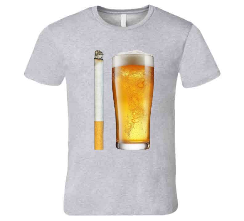 Beer And Cigarette Funny Meme T-Shirt